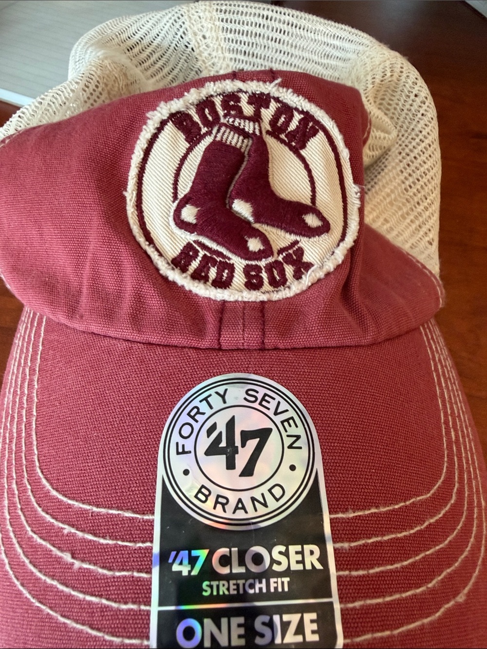 47 Brand Boston Red Sox Red and White Mesh Back Hat